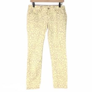 LOFT Jeans Pants Modern Straight Ankle Animal Print Yellow Tan Petite 4P / 27